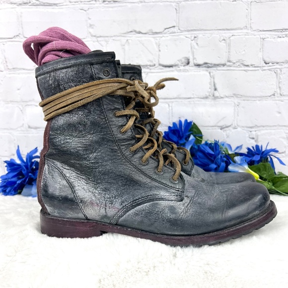 🚫SOLD|•FREEBIRD🦅BY STEVEN•| 'Chute' Manchester Combat Biker Boots Size 9 Black - Picture 3 of 16